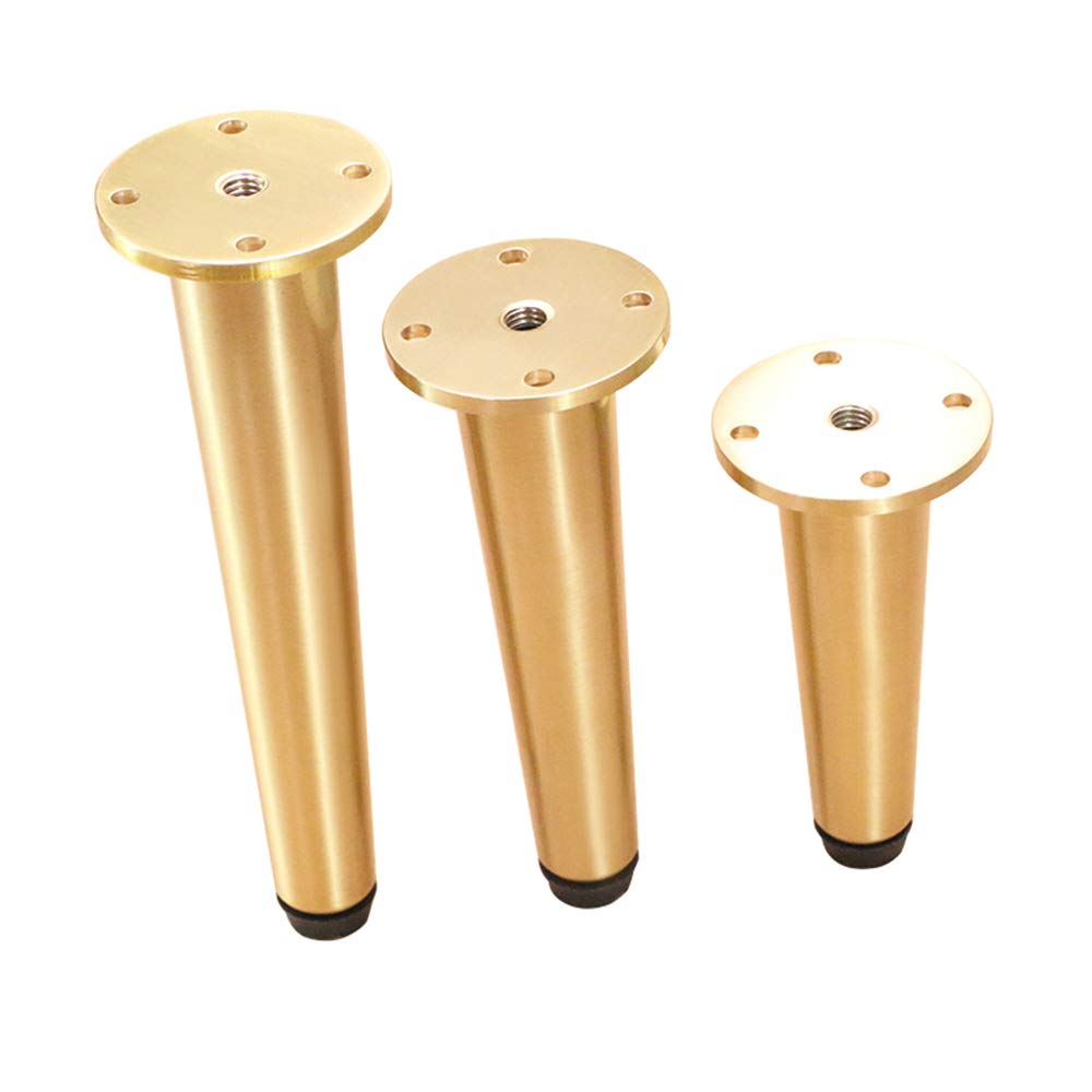 WSXZ Brass Furniture Legs Metal Feet Adjustable Replacement Foot for Cabinet/Sofa/Bed with Protector Pads Set of 4