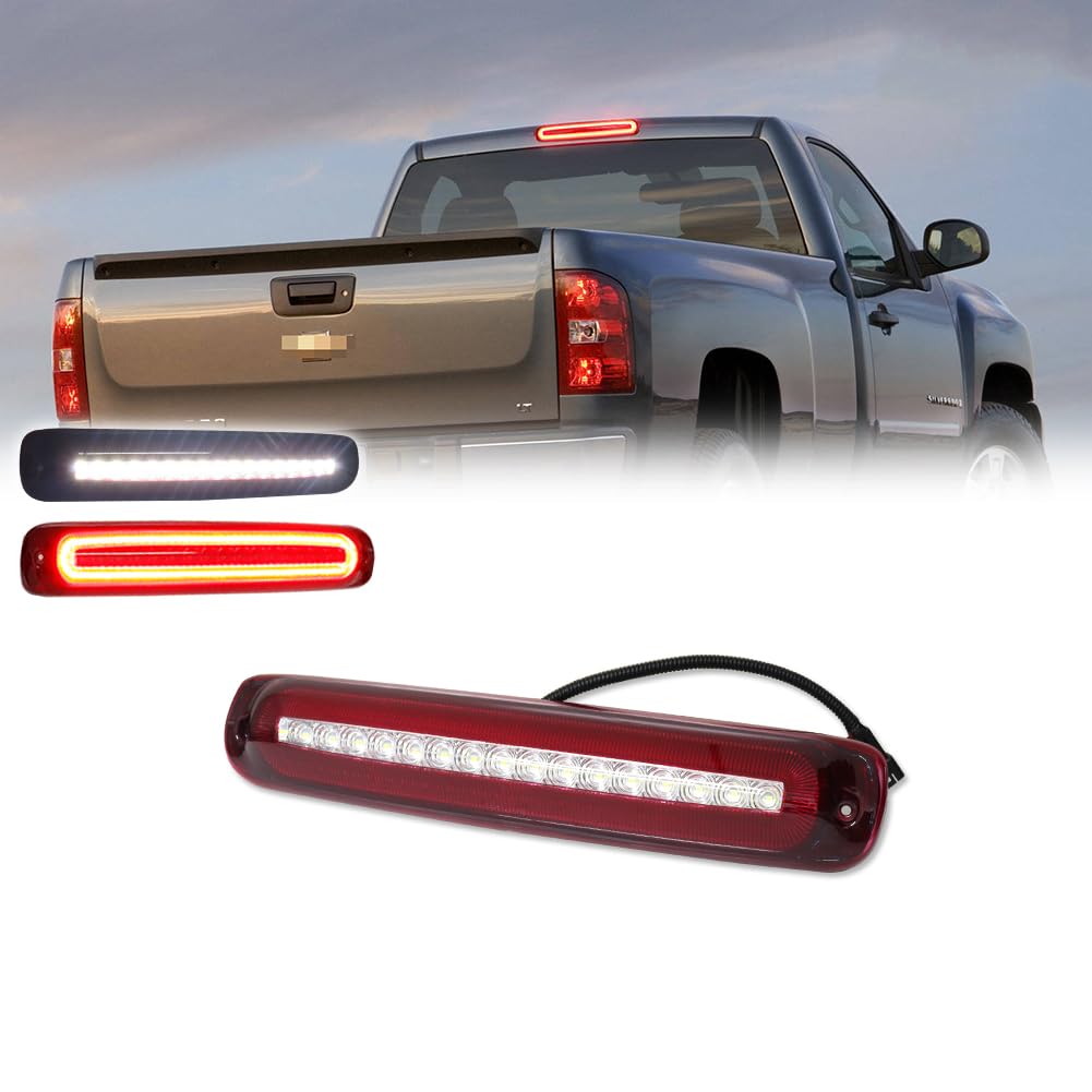 GTINTHEBOX Red Lens High Mount LED Third Brake Light Rear Cargo Lamp Stop light Compatible with 1999-2007 Chevy Silverado GMC Sierra 1500 2500 3500 HD Classic