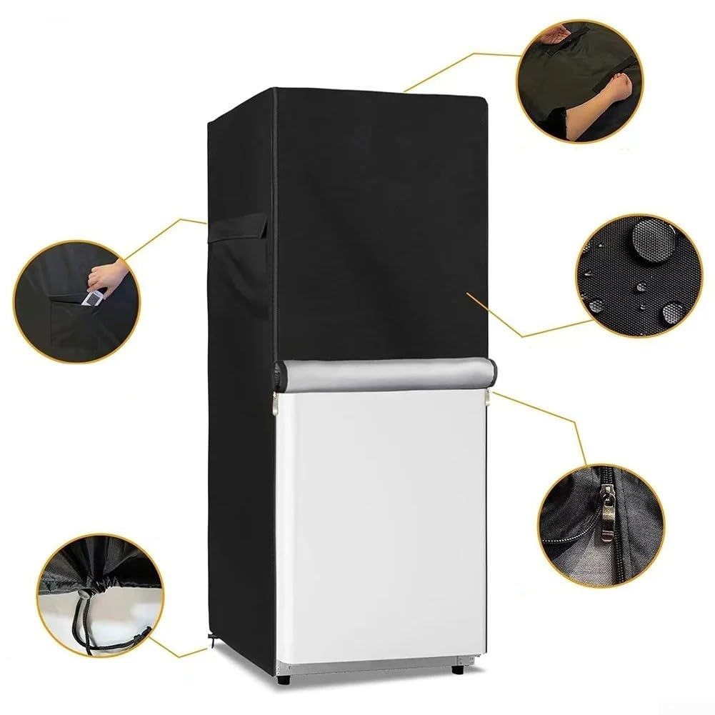 210D Oxford-Tuch Outdoor-Kühlschrankabdeckung, staubdichte und wasserdichte Kühlschrankabdeckung zum Schutz von vertikalen Gefrierschränken, Getränkekühlschränken (61 x 77 x 171 cm)