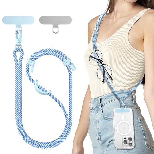 SURPHY Verstellbar Handykette Universal zum Umhängen, Stabil Trageband Handyband für Outdoor, Reise, Phone Lanyard mit Robuste Haken Kompatibel mit alle Smartphones Airpods