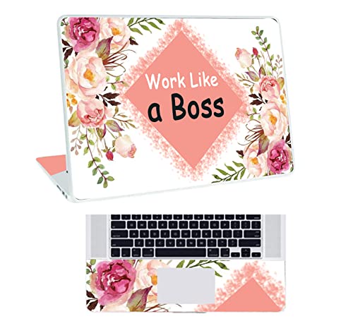 Image of Floral-D15 Top+Wrist Pad Vinyl Laptop Skin /Sticker /Cover for 17 to 17.3 Inches Laptops Laminated-Removable-HD Quality Compatible for Hp-Dell-Sony-Lenovo-Asus etc.(16.5x11 Inches)