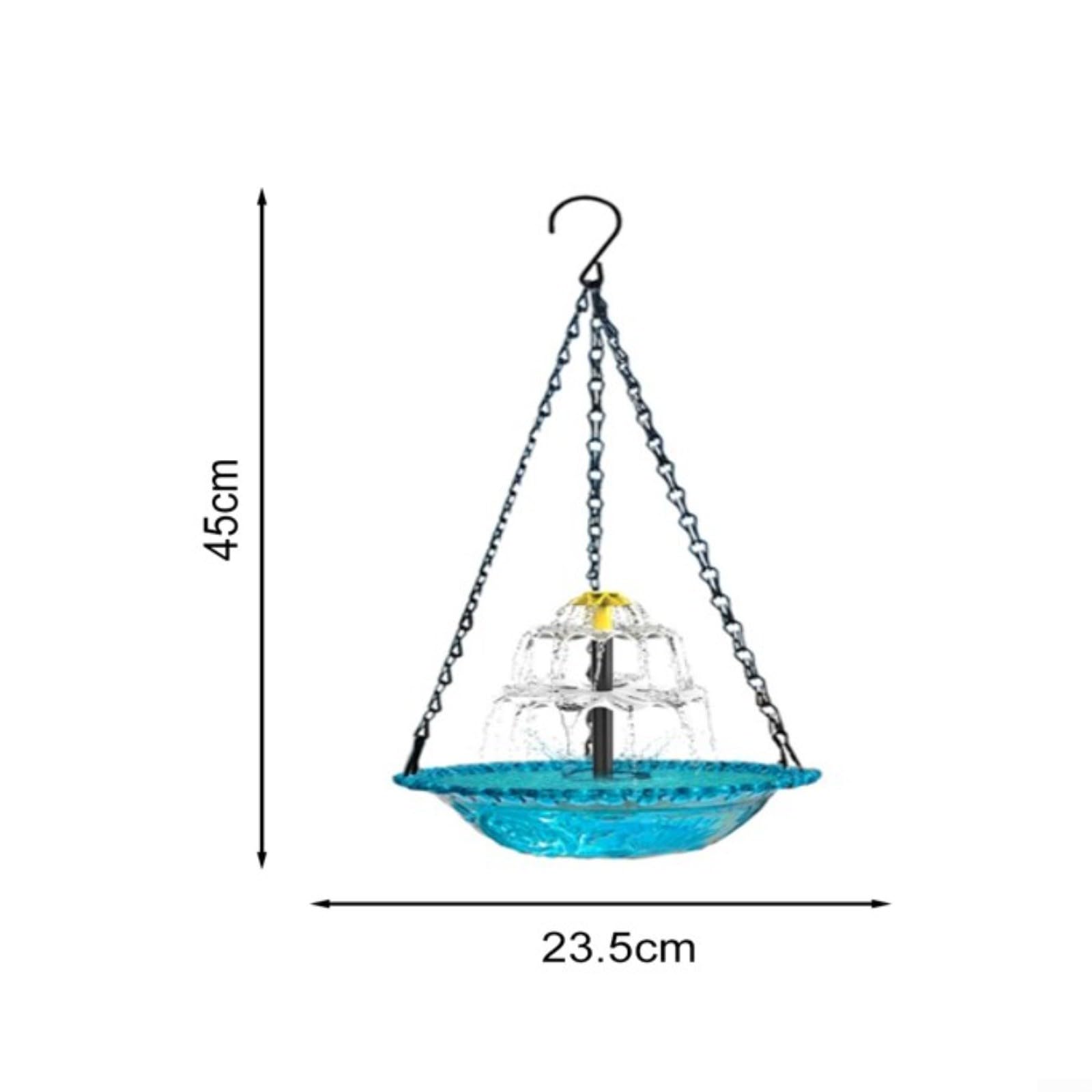 Vasca per uccelli a fontana solare da esterno con mangiatoia sospesa, vivace fontana da giardino, facile da installare (blu)