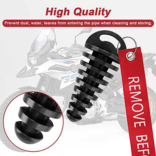 Image of Muffler Exhaust Wash Plug, Hoedia 2 Pack Wash Plugs with 2 Streamers, Fit most 2 Stroke Motorcycle Bikes with Rubber Exhaust Silencer (0.6-1.5 Inch)