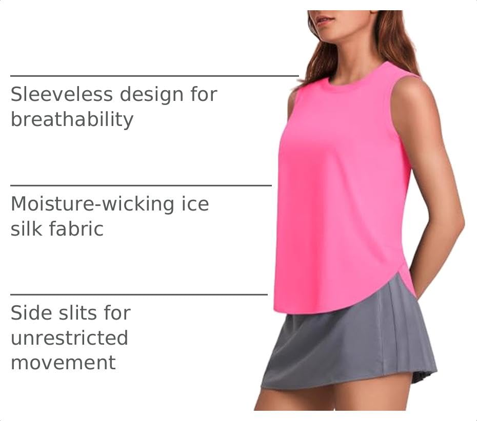 Image of PINSPARK Workout Tank Tops Woman Ice Silk UPF 50+ Athletic Yoga Shirts