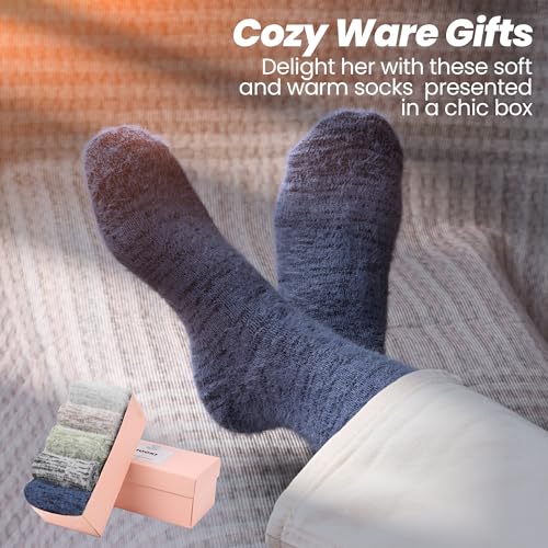Image of SISOSOCK 5 Pairs Fuzzy Soft Cozy Comfortable Socks for Women, Casual Sleep Comfy Socks, Perfect Warm Winter Gifts for Women