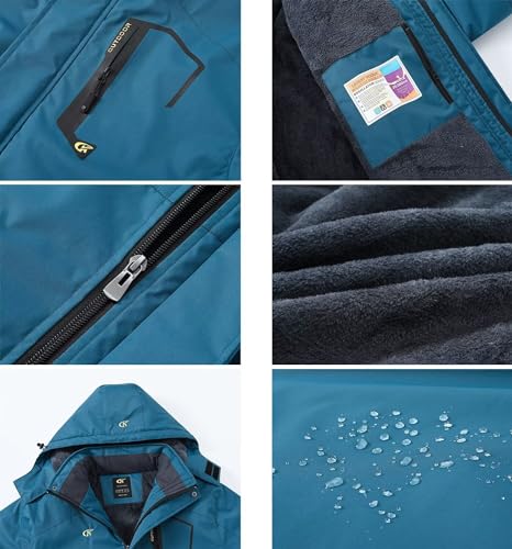 Image of QPNGRP Mens Waterproof Fleece Ski Jacket Windproof Winter Snow Coat