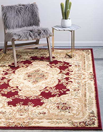 Unique Loom Versailles Collection Traditional Classic Medallion Motif Area Rug (6' 0 x 9' 0 Rectangular, Burgundy/ Ivory)