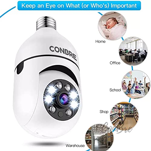 Conbre LightXR 2MP Full HD Indoor Wireless WiFi CCTV Security Camera | Motion Tracking | Two Way Talk | Colored Night Vision | Support Upto 128GB SD Card | Includes E27 Holder 8 51au6jq8IIL