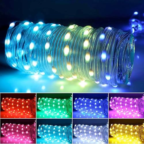 Image of 33ft WiFi Outdoor LED Strip Lights - Waterproof IP68, Compatible with Alexa & Google Assistant, 24V Low Voltage, App & Remote Control, Heavy-Duty 1 Roll Continuous Strip, Multicolor, Self-Adhesive