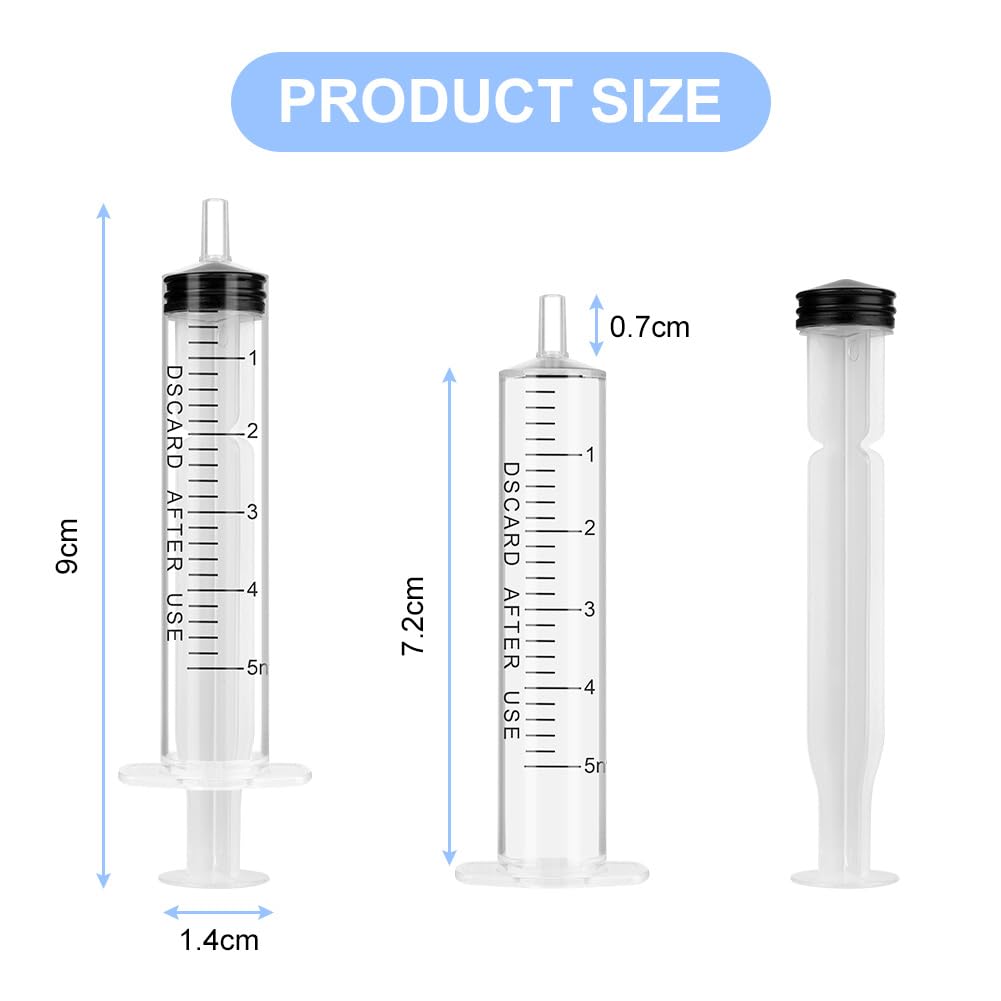 OFFCUP Plastikowe strzykawki, 10 sztuk jednorazowych strzykavek 5 ml, strzykawka do karmienia, plastikowa tubka, do karmienia małych zwierząt domowych, oleju silnikowego lub płynu hamulcowego [nie do