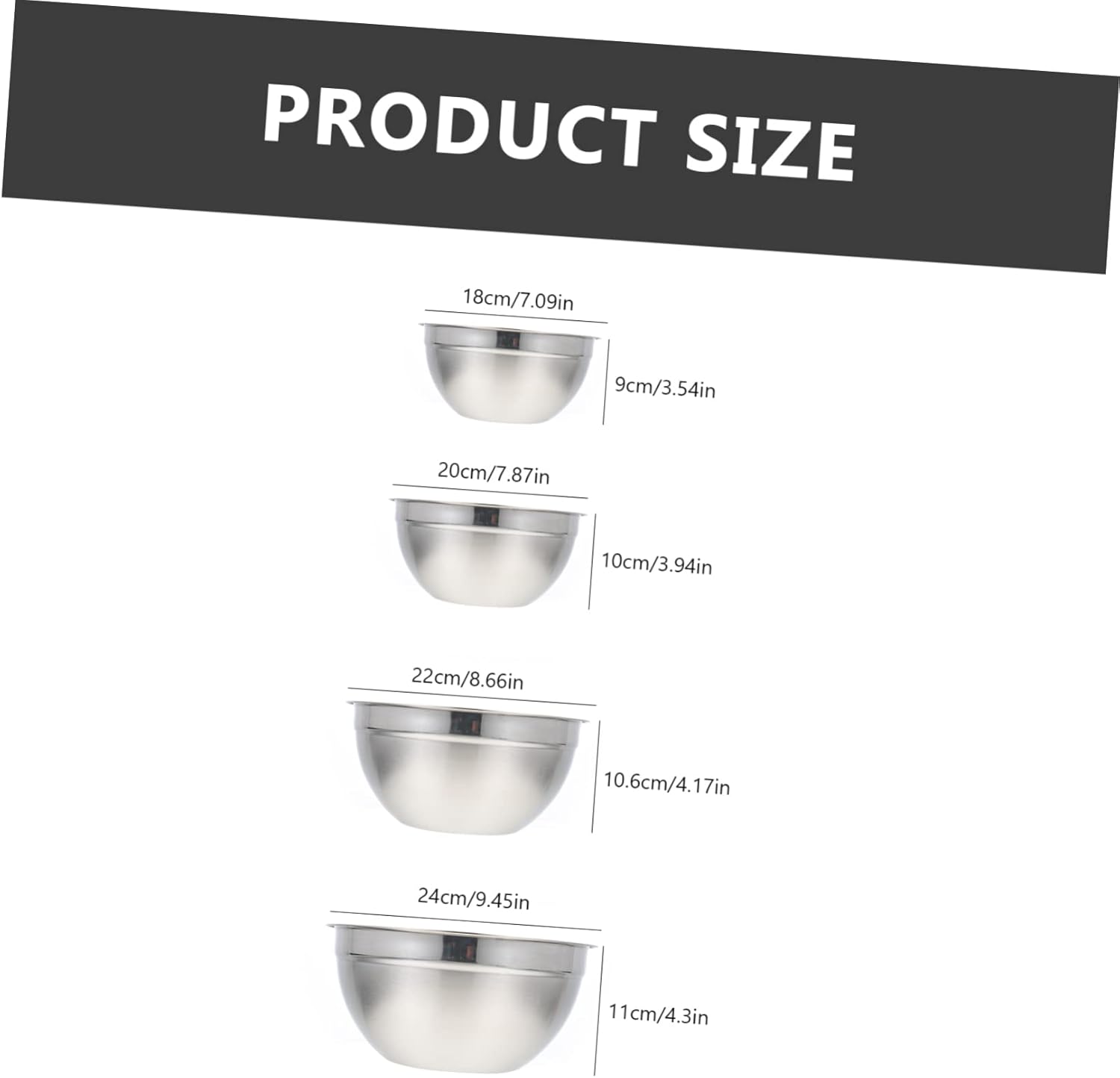 ABOOFAN 4Pcs Stainless Steel Mixing Bowls Set with Airtight Lids Non-Slip Base Kitchen Salad Bowl for Mixing and Serving for Home Cooking and Meal Prep