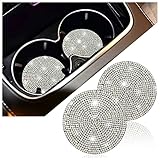 2Pcs Full Rhinestone Car Cup Coasters Car Bling Accessories for Women,2.7inch Universal Cup Holder Coasters Anti-Slip&Heat,Great Gift for Women,Girls Who Loves Diamond (Color rhinestones/2pcs)