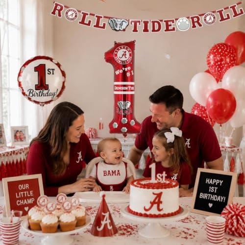 Image of Alabama No. 1 Mylar Balloon, Double-Sided Party Decor-1 pk.- Havercamp | 1 Double-sided Alabama-themed foil #1 balloon for birthdays, tailgates, game days & Crimson Tide fan celebrations.