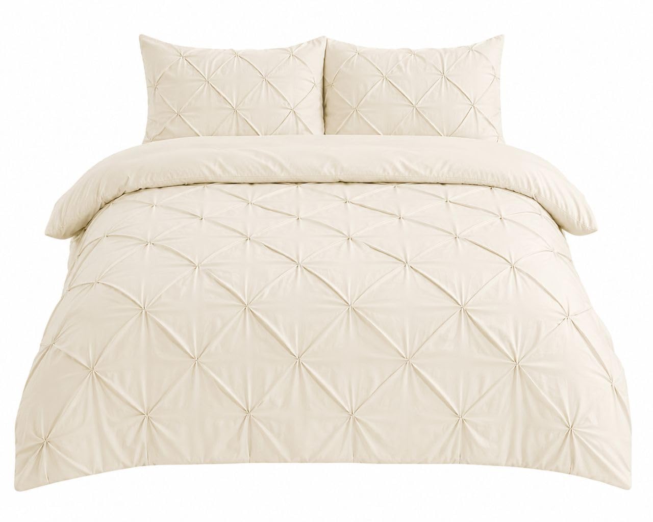 LAWRANCE CAPRINO Alexander Pintuck Duvet Cover Set – Super Soft Brushed Microfibre Bedding Set, 100% Polyester, Easy Care Quilt Cover Set
