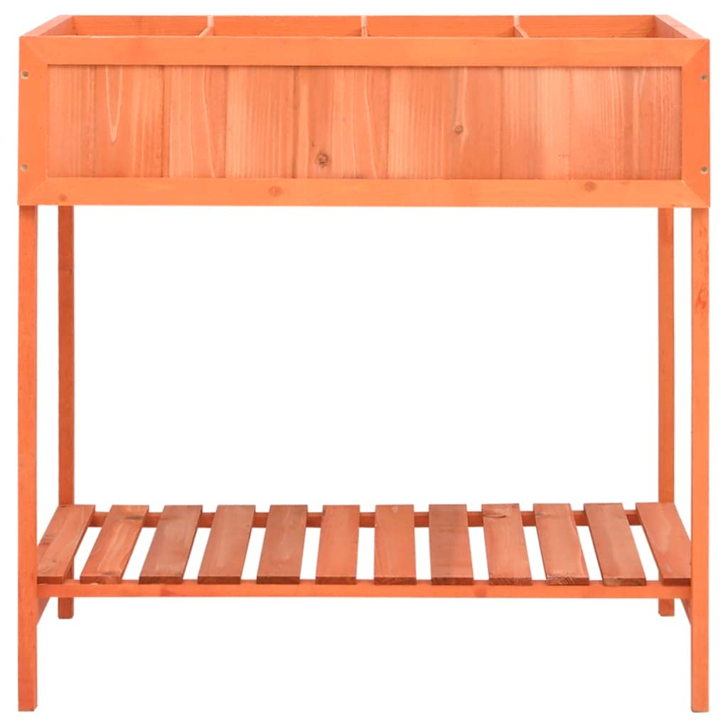 Vaso per erbe aromatiche, 80 x 60 x 80 cm, in legno massello, aiuola rialzata per erbe aromatiche con inserto e divisori per fino a 8 piante, con ripiano inferiore per attrezzi da giardino