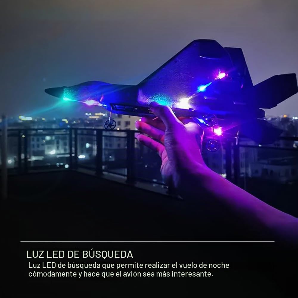 F22S Avión RC 4CH F22 Raptor Modelo 3D6G RTF RC Jet para Exteriores, Planeador RC LED de 2,4 GHz con Batería de Repuesto, Tren de Aterrizaje y Cargador