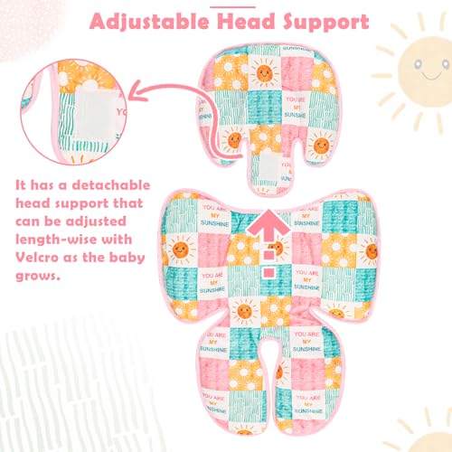 Image of SWESEN Infant Car Seat Insert with 2 Strap Pads, Super Soft Carseat Head and Body Support for Baby Boys and Girls, Reversible Newborn Car Seat Insert Cushion for Strollers, Bouncers, Sunshine