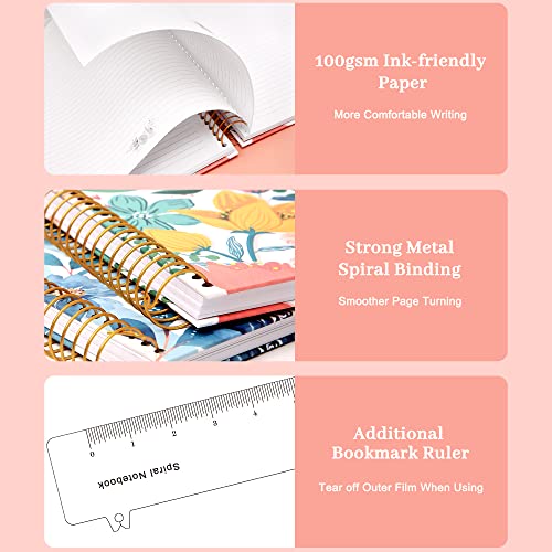 Cagie Floral Hardcover Spiral Notebook 8.5 X 11 For Women 200 Pages Spiral Bound Journal With Large Pockets For Note Taking Writing, College Ruled #TOP6