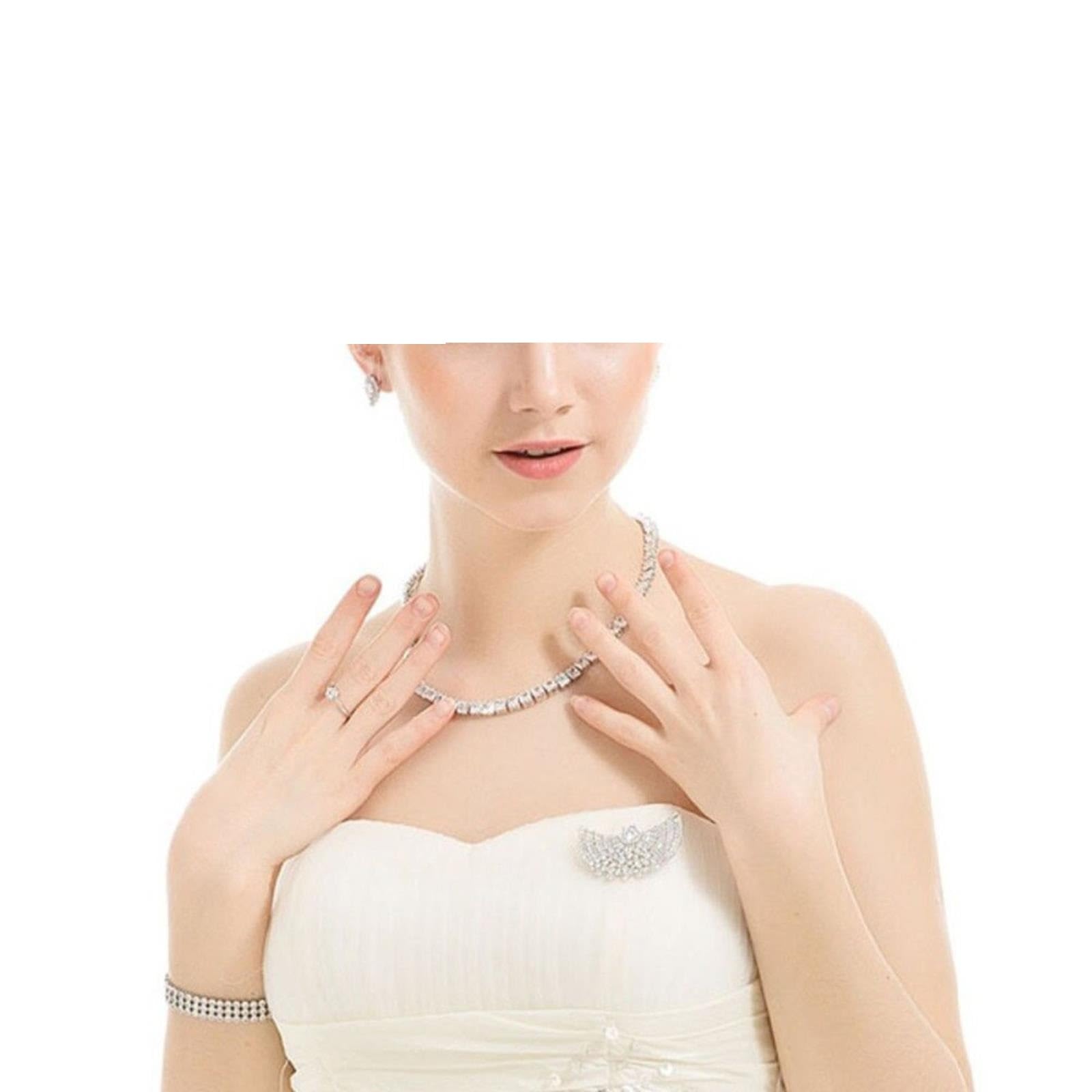 Ohrringe Und Halskette, Glänzend, Klar, Großer Quadratischer Kubikzirkon, Hochzeit, Brautschmuck Für Frauen, Ohrring-Halskette, Atemberaubendes Liebesgeschenk