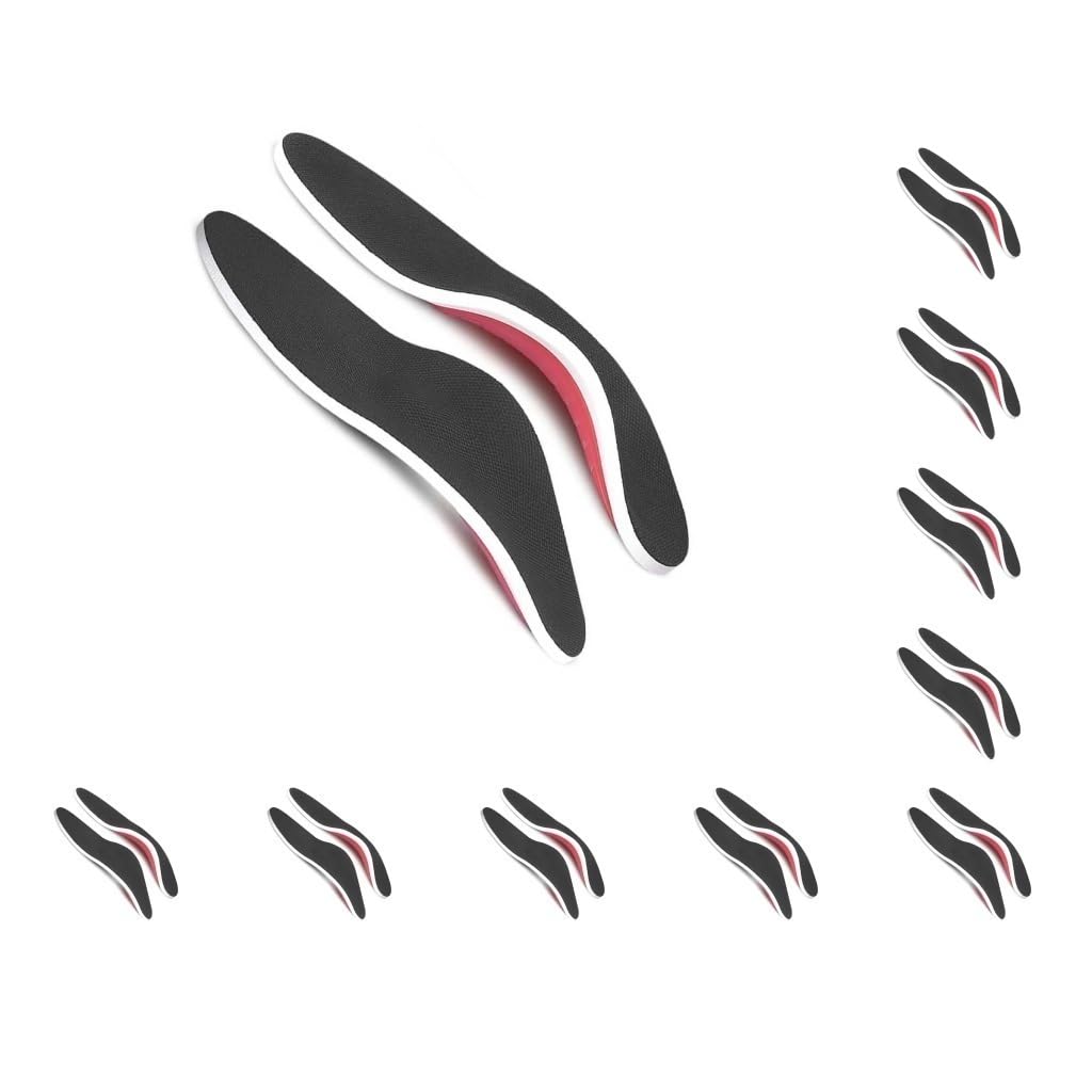 Juego de 10 plantillas de arco para zapatos de apoyo para el cuidado de la salud, color negro, mano de obra fina, diseño grueso, unisex, multiusos, pies planos, estilo 1