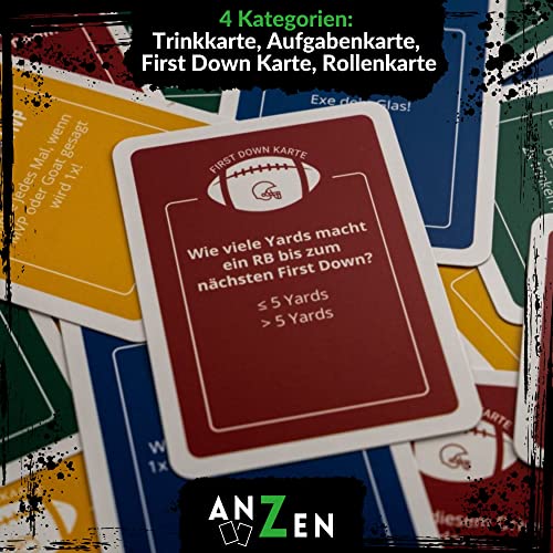 First DOWN - Das Live Football Trinkspiel | Kartenspiel | passend zu American Football Spielen der NFL inkl. Super Bowl Mitbringsel für Football-Fans und Männer | Partyspiel