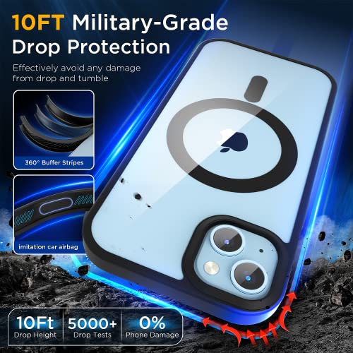 [Upgraded] For Iphone 14 Case/Iphone 13 Case Compatible With Magsafe, [Strong Magnet] [Military Grade Protection] Magnetic Clear Slim Bumper Mag Safe Thin Phone Cover Apple 14/13 (6.1In Black) #TOP3