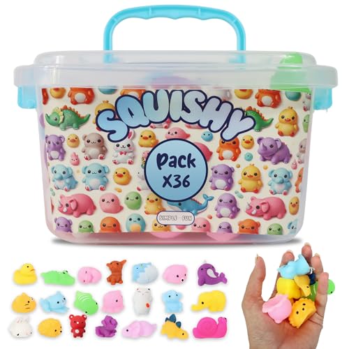 Squishy Animales Pack 36 - Regalos Cumpleaños Niños Colegio, Juguetes Antiestrés...