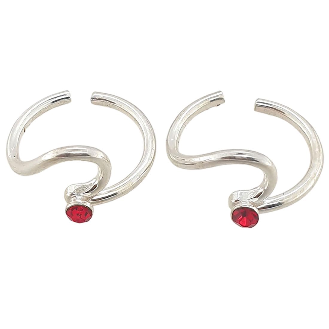 sahiba gems Pure 925 Sterling Silver/Chandi Designer Red Zircon Toe Rings/Chutki For Women ~ Pack in 2 Pieces-picture-37