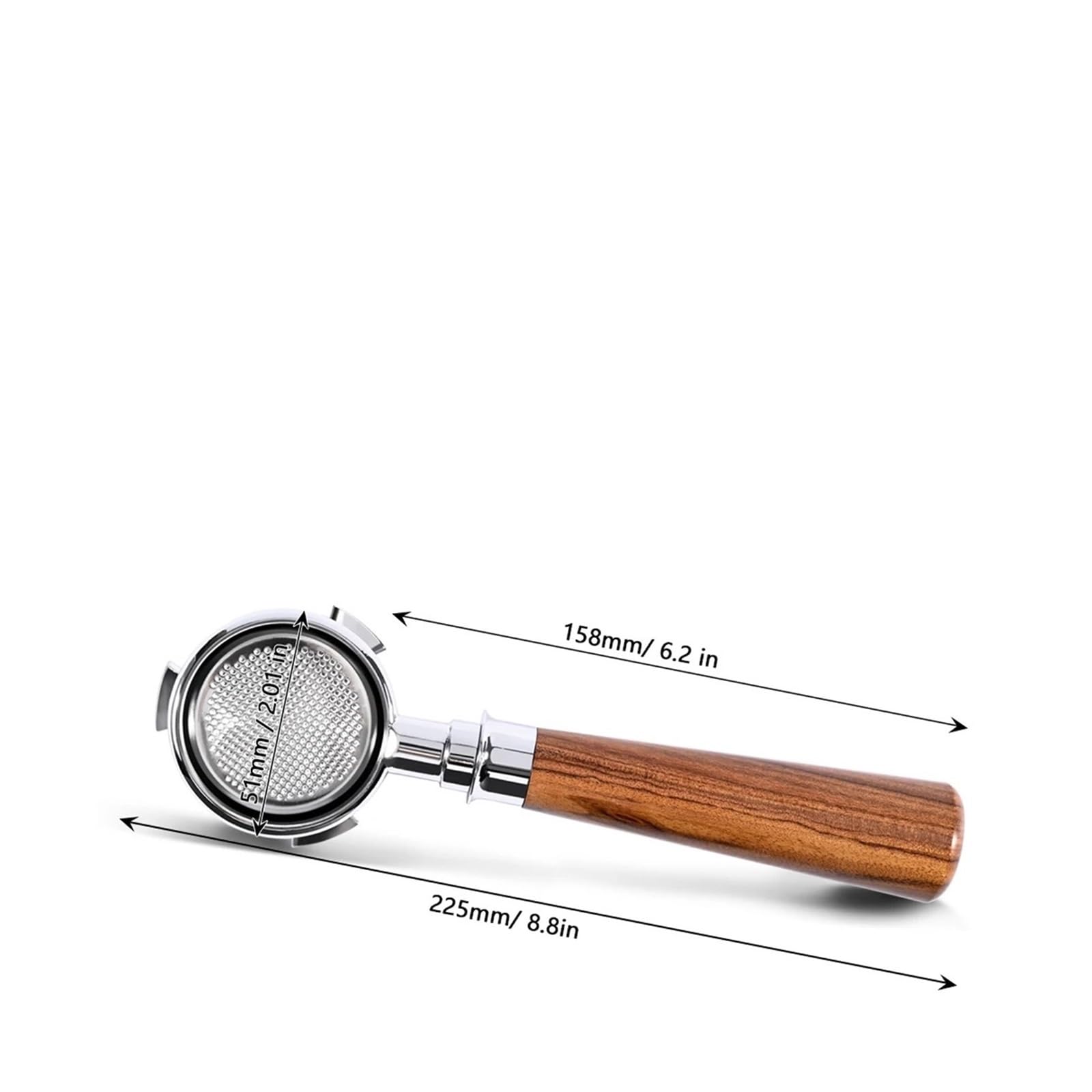 Portafiltro Senza Fondo For Caffè 51mm Naked, Compatibile Con Delonghi EC680 EC685 EC200, Cestello Filtro Accessori For Macchine Da Caffè Espresso Strumenti For Baristi(51MM 3Ear-Ebony)