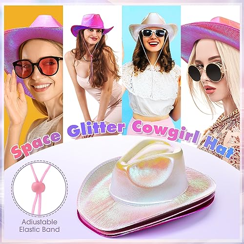 Set 12 Sombreros Cowboy Brillantes Neón para Mujer miniatura 4