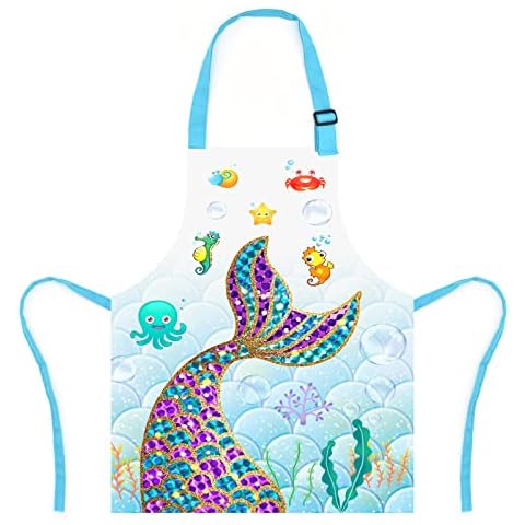 XonyiCos Kinder Jungen Dinosaurier Schürze mit Taschen, Mädchen Schürzen zum Kochen Cover