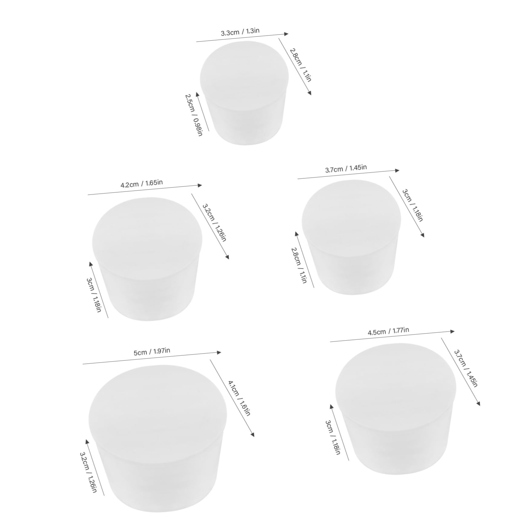 VILLFUL 5 Pcs Laboratory Rubber Stopper Test Tube Rubber Plugs Test Tube Plugs Solid Plugs for Test Tube Solid Stopper for Test Tube Sealing Stopper for Test Tube Test Tube Stoppers White