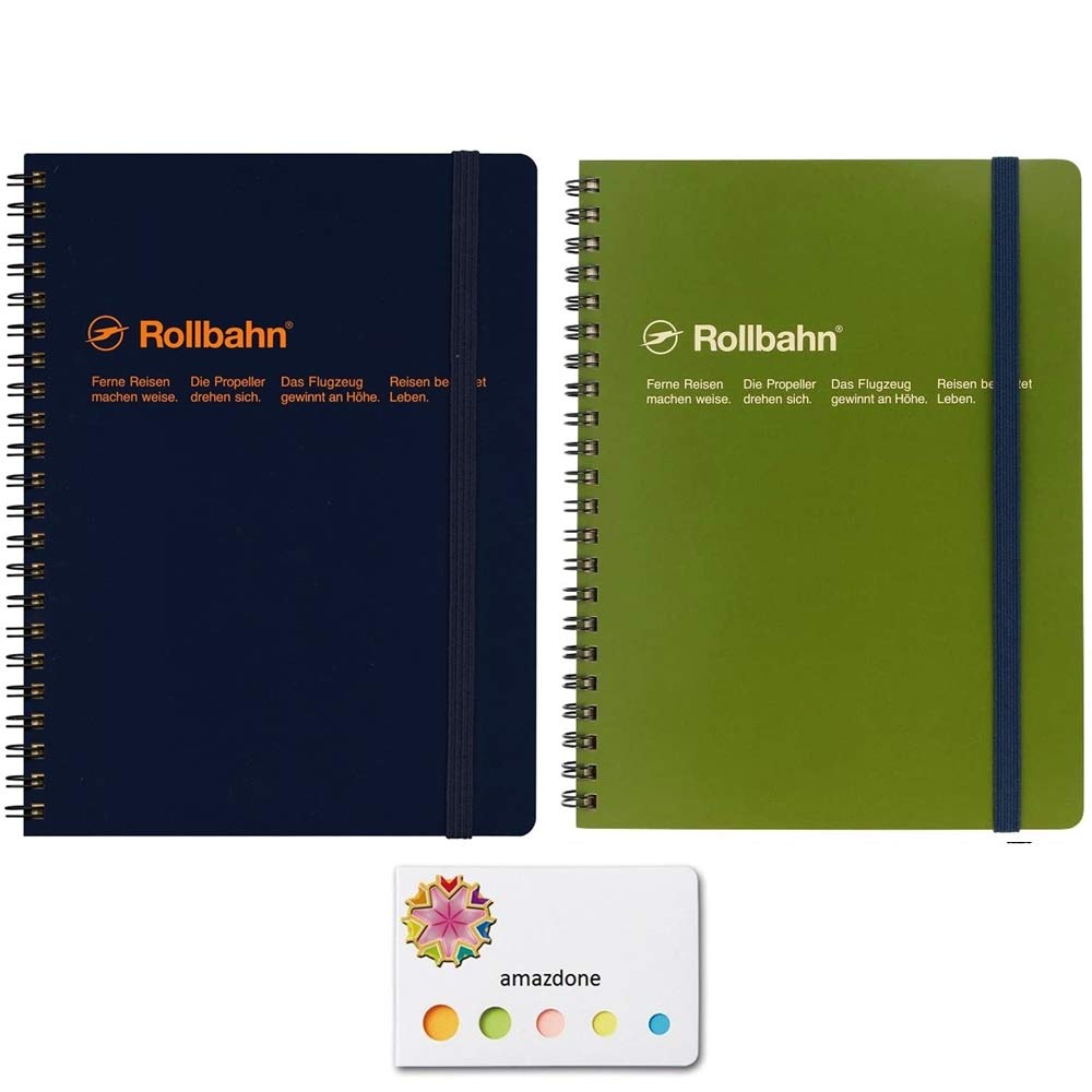 Roruban Delfonics Roruban Pocket Memo A5 Dark Blue＆Olive(500056-428,500056-228) Set of 2 and Our Original Sticky Notes