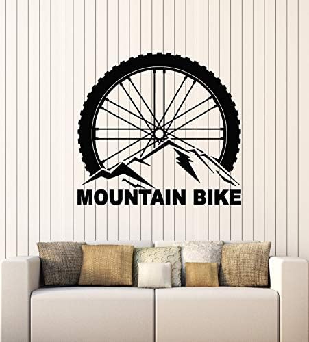 Vinyl Wall Decal Mountain Bike Extreme Sports Bicycle Wheel Stickers Mural Large Decor (g2441) Black