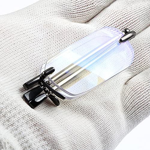 Klappbare Lesebrille mit Etui, für Männer und Frauen, tragbar, schlank, stilvoll, blaues Licht blockierend, schlanker Taschenleser (Größe: 3,0 x)