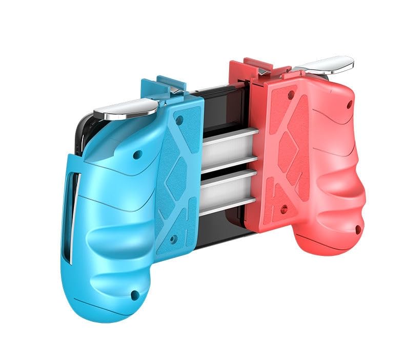Image of AK16 PUBG Gaming Trigger for Smartphone 4 Finger Controler for Mobile Game PUBG, Free Fire & BGMI Gaming Grip Adjustable Phone Gamepad With L1 R1 Shooters Buttons (Red & Blue)