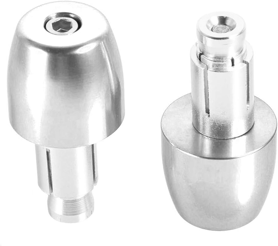 Motorcycle Handlebar End Plugs Anti-vibration Grip Bar End Caps Slider Set Accessories for 22mm 7/8" Handlebar (Silver)