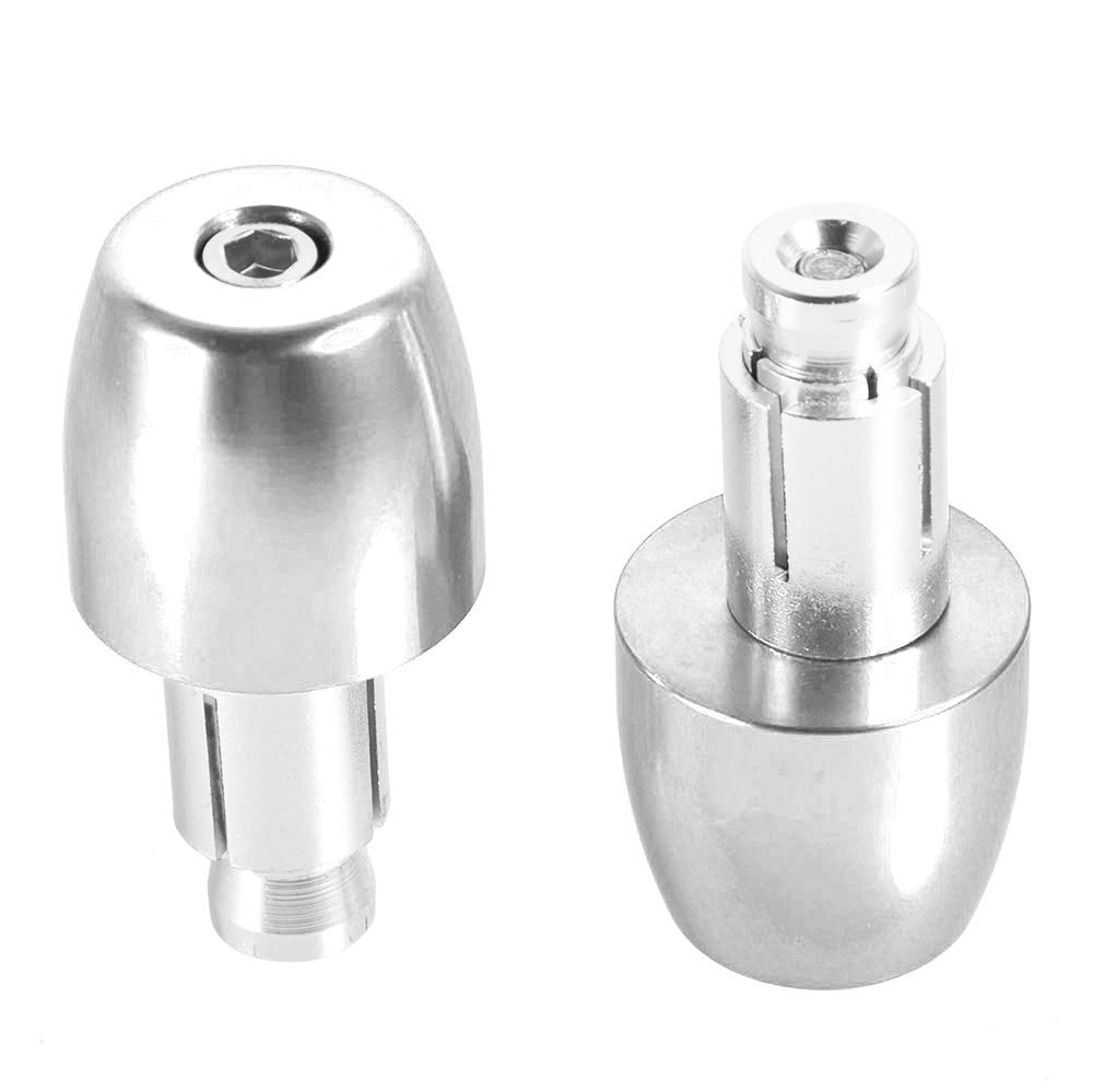 Tappi Terminali Manubrio Moto Set di Cursori delle Maniglie Antivibranti Accessori per manubri da 22mm 7/8" (Argento)