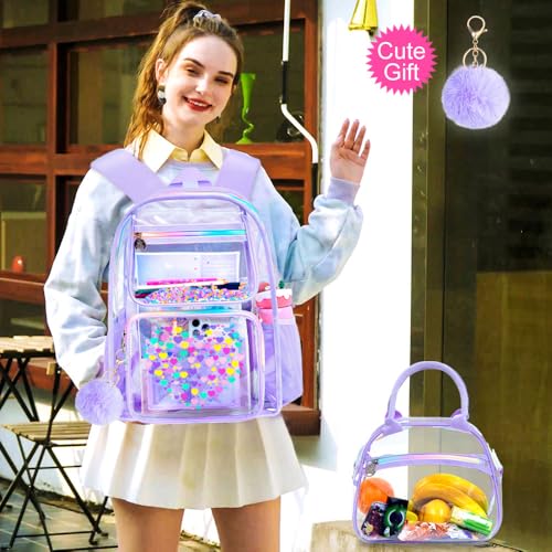 Image of AGSDON Clear Backpack, Heavy Duty Transparent Bookbag, See Through PVC Backpacks for Women Men