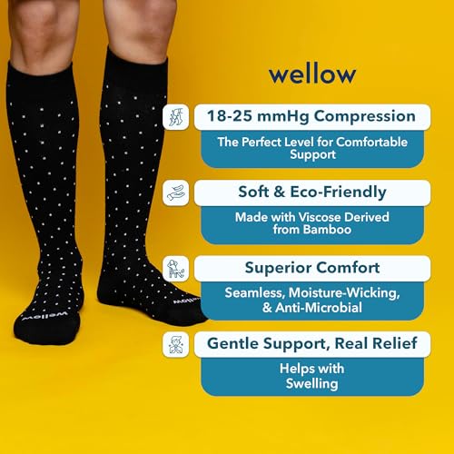 Image of Wellow Knee High Compression Socks for Men & Women - Made with Viscose from Bamboo, Swelling & Pregnancy Support