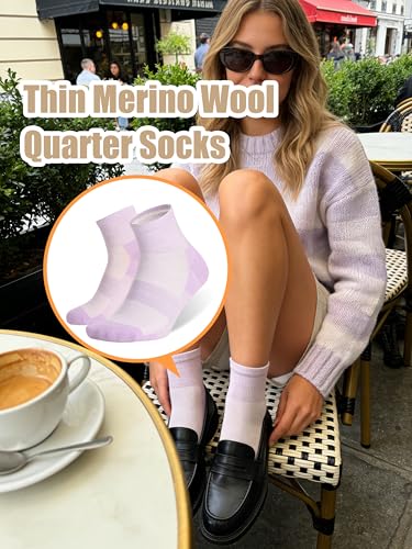 Image of Merino Wool Ankle Socks, Men's Women's 90% Wool Athletic Thin Running Moisture Wicking Socks, 3 Pairs