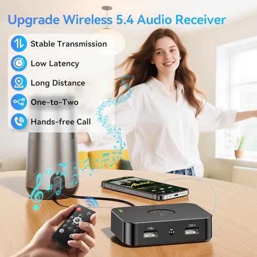 MOREGAX M2R Bluetooth 5.4 Receiver for RCA Adapter for Stereo/Speaker/Wired Speaker/Home Audio Music Streaming Stereo System, Support AUX/RCA/USB - Thumbnail 2