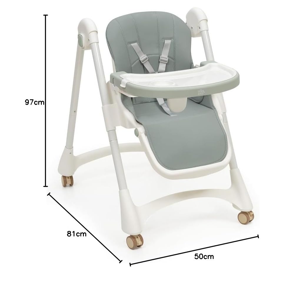 Interbaby Krzesełko do karmienia dziecka w wieku od 6 do 36 miesięcy, maksymalne 20 kg, aluminium, 3-stopniowa regulacja oparcia, regulowane nogi i taca, pas bezpieczeństwa