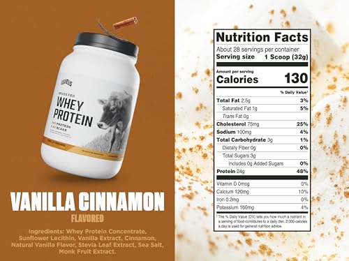 Levels Grass Fed Whey Protein Powder, No Artificials, 24G of Protein, Vanilla Cinnamon, 2LB - Image 4