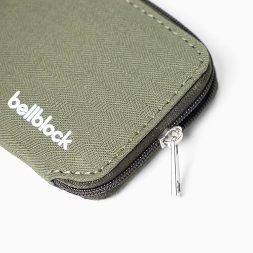 Image of Bellblock Canvas Card Holder Wallet for Man /Women | Upto 15 Cards, Folded Cash & Coins | Coin Pouch | Credit /Debit Card Holder for Men /Women | Gift for Man /Woman | Olive Green