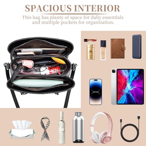 Bolso Satchel Tote para Mujer en Cuero PU Negro miniatura 6