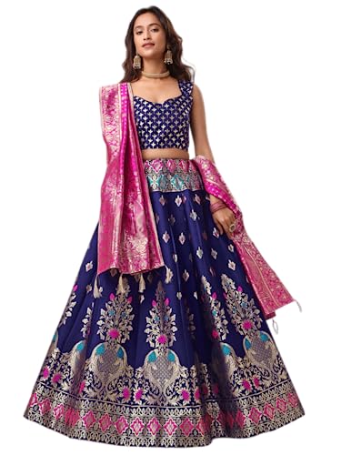 Treandy Indian Style Wedding Silk Lehenga Choli For Women Party W...