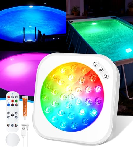 DeeprBlu 2026 Verbesserte LED Poolbeleuchtung Unterwasser mit Fernbedienung Magnetische Poolbeleuchtung Akku mit 9 Beleuchtung Modi Whirlpool Lichter Unterwasser Beleuchtung für Spa & Badewannen