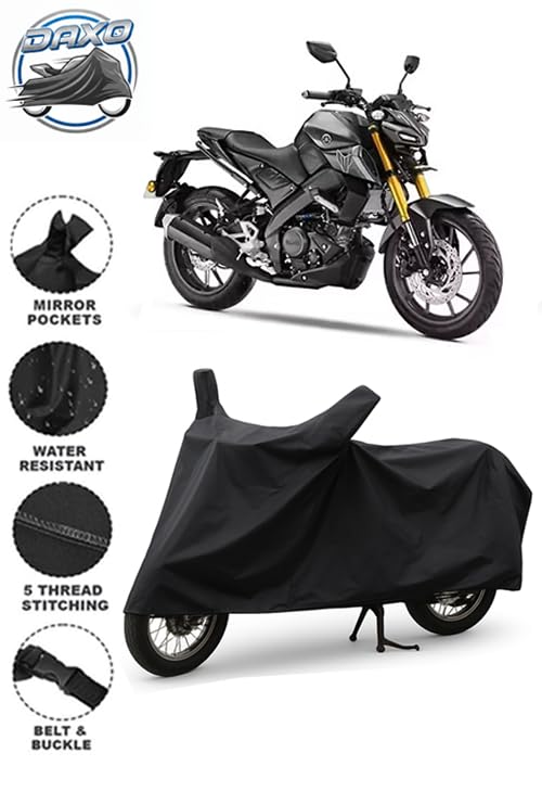 Image of DAXO Waterproof Bike Cover for Yamaha MT 15 | All Weather Protection from Rain, Dust, & Scratches with Mirror Pockets & Buckle Belt | MT 15 Bike Cover