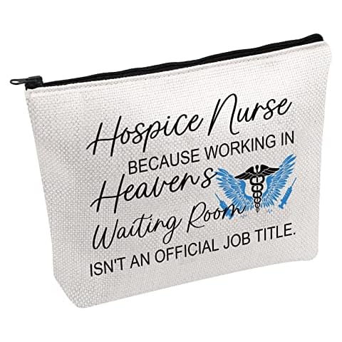 PWHAOO Hospice Nurse Makeup Bag Working In Heaven's Waiting Room Hospice Nurse Appreciation Gift Nurse Week Gift, Hospice Nurse B Cover